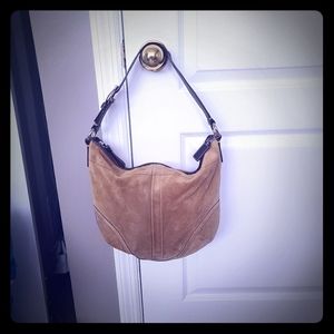 Tan suede Coach bag